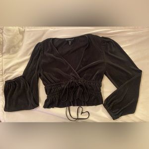 Cropped Black textured long sleeve Shirt